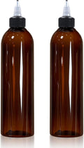 2 Pcs 8oz Amber Plastic Squeeze Bottles with Twist Top Cap, 250ml Clear Dispensing Bottles, Empty Squirt Bottle for Liquids, Sauces, Arts, Crafts, Travel