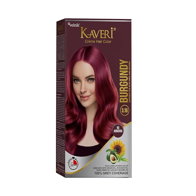 Creme Hair Color Permanent Hair Dye Color - With Improved Creme Formula for 100% Gray Coverage Ammonia Free Hair Color Dye for Rich Bright Long lasting (Burgundy, 3.04 Fl Oz)