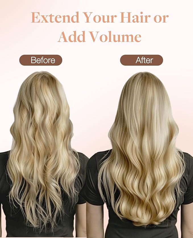 GOO GOO Invisi Edge Tape in Hair Extensions Human Hair, 16/22 Light Blonde Highlighted Golden Blonde 20pcs injected with 20pcs classical tape ins, 24inch 100g, Virgin Remy Hair, Natural Look