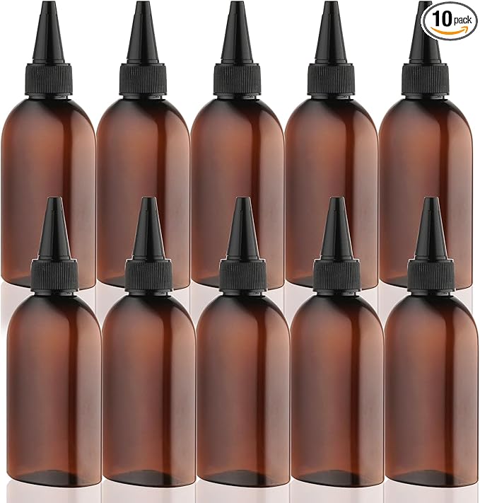 Cosywell Paint Bottles 10Pack 100ml/3.4oz Empty Squeeze Bottles Leak-Proof Refillable Plastic Hair Color Applicator Bottle Paint Storage Containers for Paint Art Crafts Shampoo Liquids(Brown)