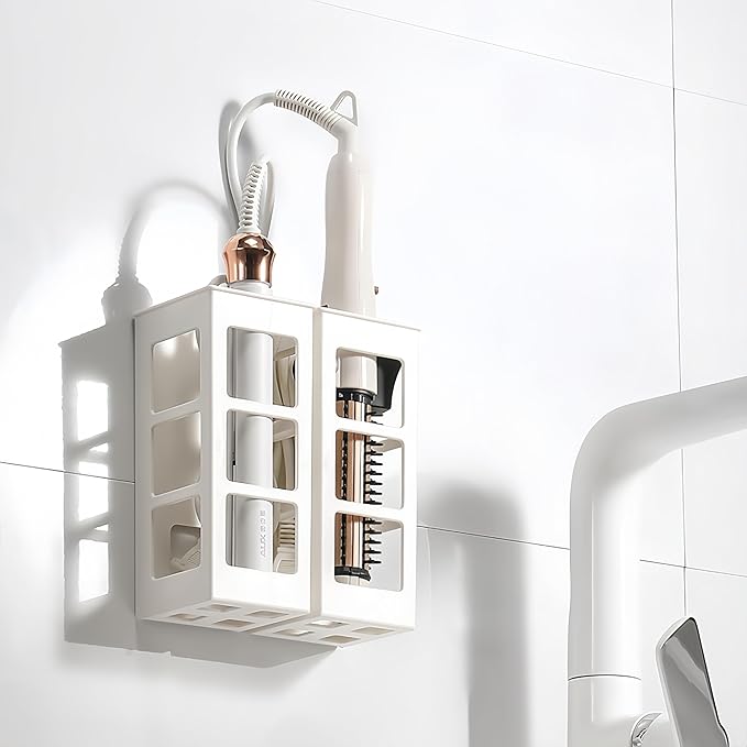 2 Set Hair Tool Organizer Wall Mount, Hanging Bathroom Hair Tool Organizer for Curling Iron, Flat Iron, Straightener and Hair Dryer Bathroom Storage and Organizer