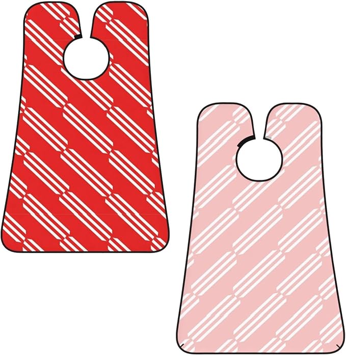 Ultimate Shaving Bib, Beard Trimming Apron with Hair Catcher, Christmas Red Candy Cane Stripes