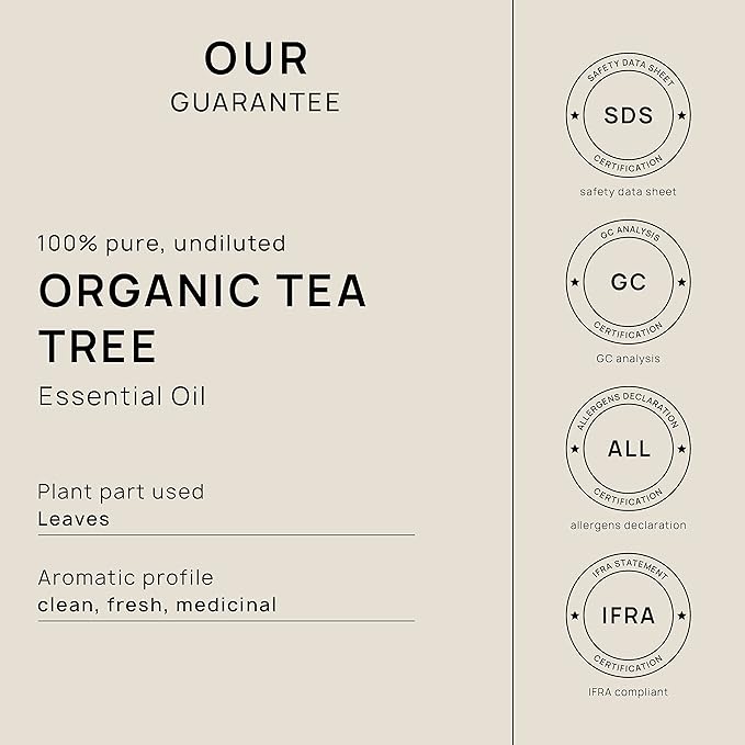 VINEVIDA Organic Tea Tree Essential Oil - Gallon, Pure, Undiluted, Vegan, Sustainable, Recyclable Aluminum Bottle