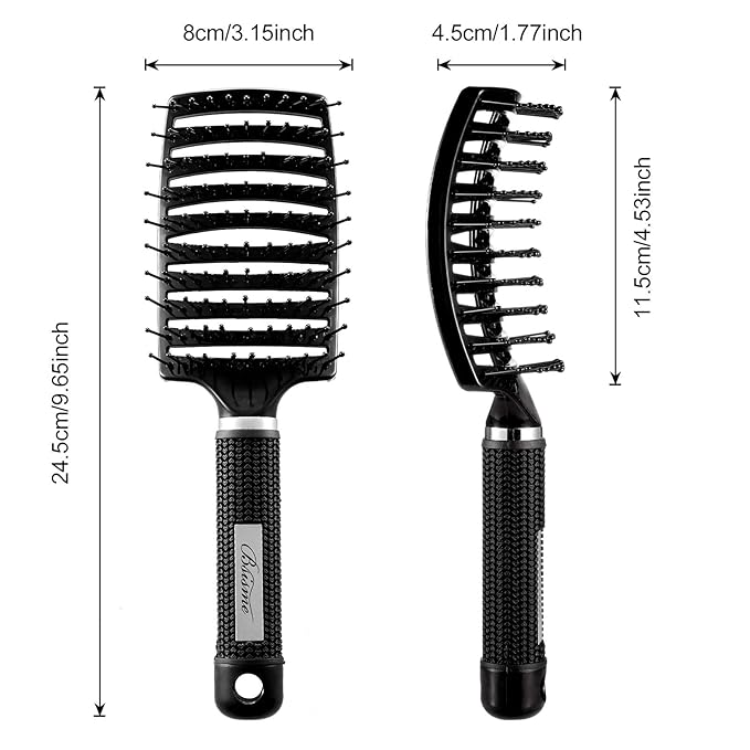 Bsisme Hair Brush, Vented Curved Styling Brush for Faster Blow Drying, Professional Detangling Brush for Women and Men, White
