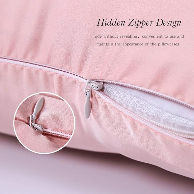 100% Mulberry Silk Pillowcases Set of 2 for Hair and Skin and Super Soft and Breathable Standard Size Nature Silk Pillowcases (Standard, Pink)