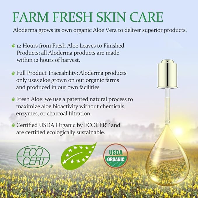 Aloderma 99% Organic Aloe Vera Gel for Face Made within 12 Hours of Harvest, Natural Hydrating Pure Aloe Vera Gel for Soothing Skincare, Moisturizing Aloe for Skin, Face, Sensitive Skin, 4oz - 3ct