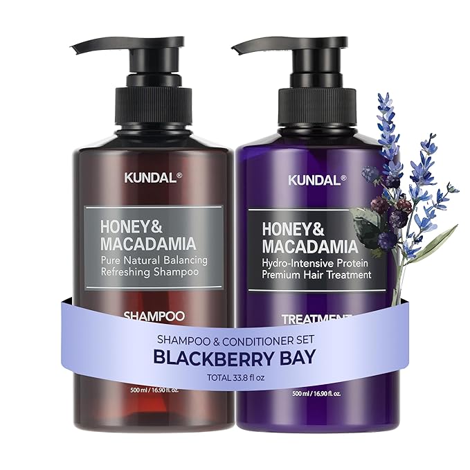 KUNDAL Korean Shampoo and Conditioner Set [Blackberry Bay] Salon-quality, Long Lasting Scent, Moisturizing, Sulfate-Free, Argan & Macadamia Oil, Korean Hair care, 16.9 fl oz each, Stocking Stuffers