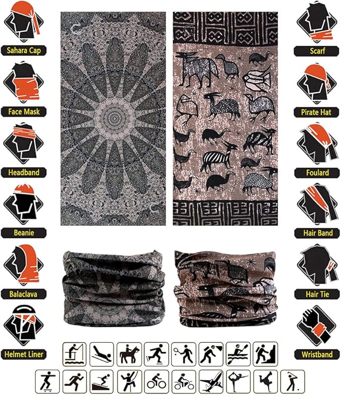 Headband Neck Gaiter Head Wrap Headwear Face Mask Magic Scarf Bandana for Men and Women