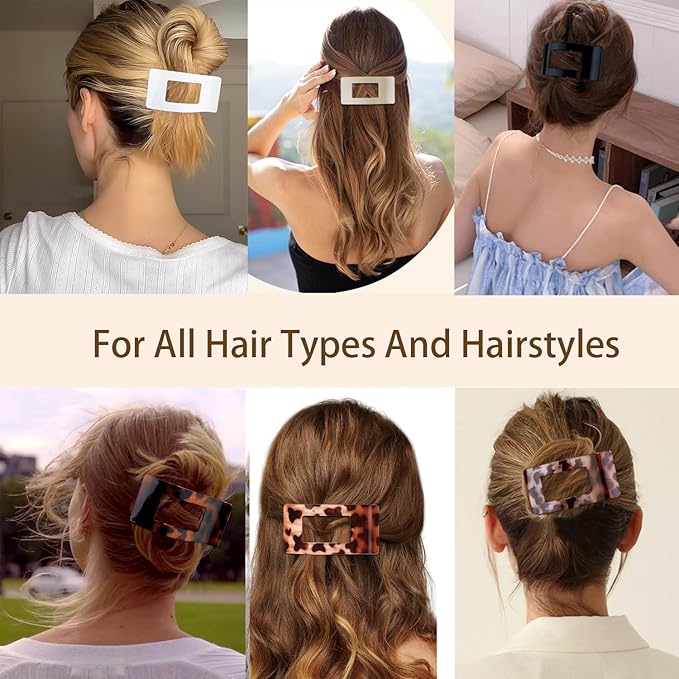 4 PCS Flat Hair Clips, Large Flat Claw Clips for Women Girls, Strong Hold French Hair Clips for Thick Thin Hair, Stylish Classic Hair Barrettes(Matte)