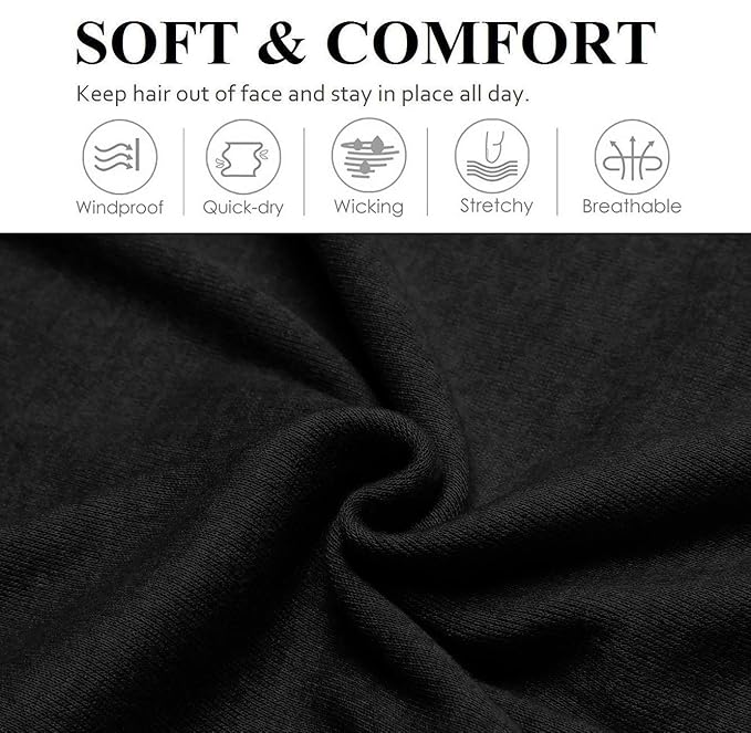 Fashionable Hair Accessories for Women: Non-Slip Elastic Cloth Headbands in Black and White, 9 Pack