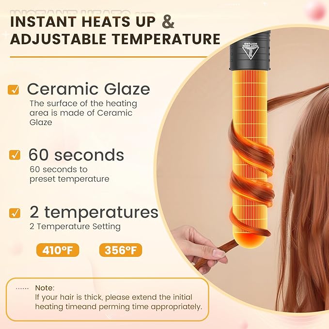 5 In 1 Curling Wand Set, Curling Iron Interchangeable Ceramic Barrels (0.35-1.25 Inch), Heating Hair Curler Kit with Protective Glove & 2 Clips Ceramic Coated for All Hair Types, Gift for Girls, Women