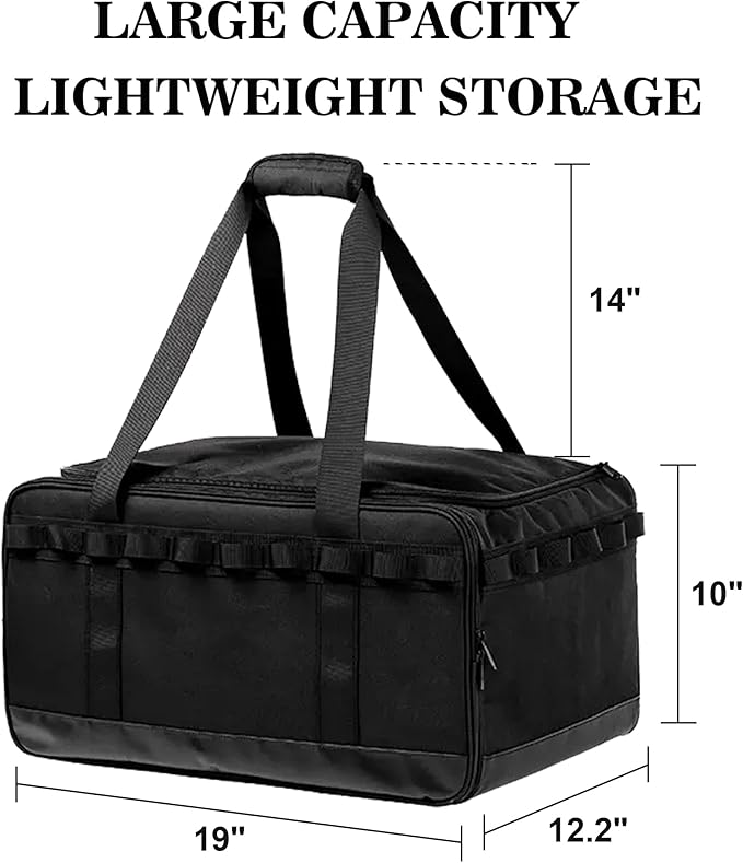 35L Camping Bag,Tactical Duffle Bag with Waterproof Bottom,Shoe Bag for Travel/Outdoor with 3 Adjustable Dividers,Picnic Camping Organizer,Multi-functional Duffel Bag for Camping/Sports/GYM