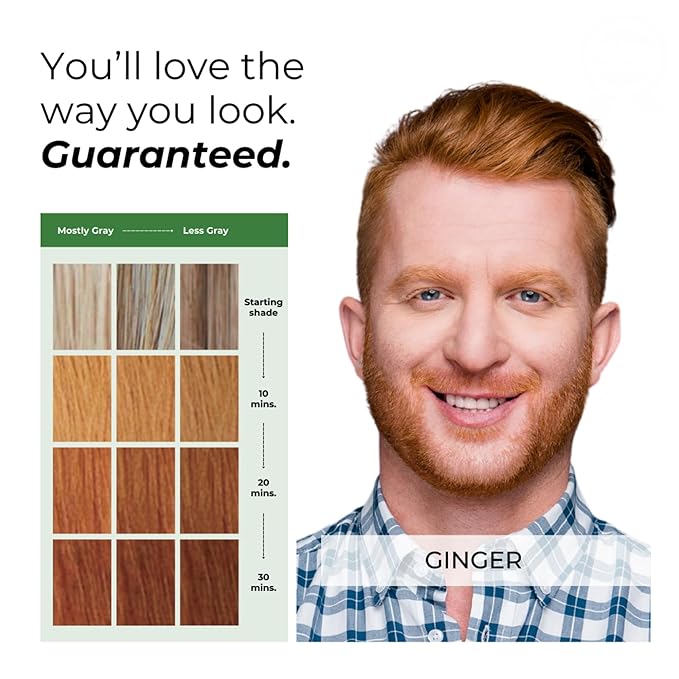 Simpler Hair Color for Men Kit for Full Gray Coverage - Ginger Men’s Hair Dye - Easy Hair or Beard Dye for 100% Gray Coverage - Ammonia Free Hair Color, Beard Coloring for Men