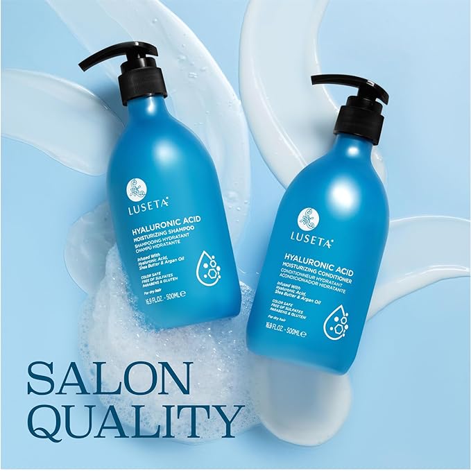 Luseta Hyaluronic Acid Moisturizing Shampoo & Conditioner Set for Dry and Damaged Hair, Sulfate Free Shampoo and Conditioner for Women Infused with Argan Oil and Shea Butter Paraben-Free2 x 16.9oz