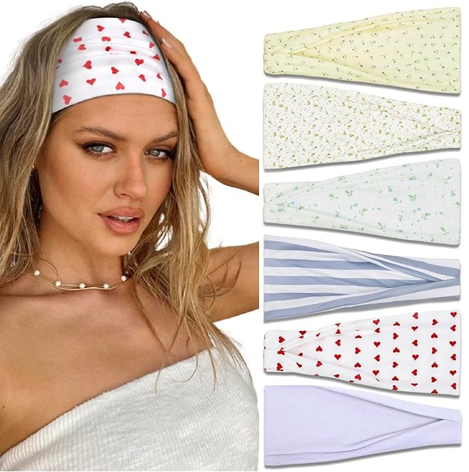 Trendy Floral Headbands for Women - Non-Slip Stretchy Sweat Bands for Yoga, Workout, and Everyday Fashion Hair Accessories