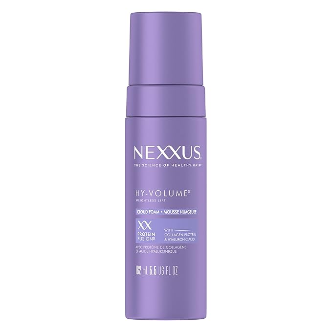 Nexxus Hy-Volume Weightless Lift Cloud Foam Treatment for Flat & Limp Hair, 48 Hours Volume, ProteinFusion with Collagen & Hyaluronic Acid, 5.5 fl oz