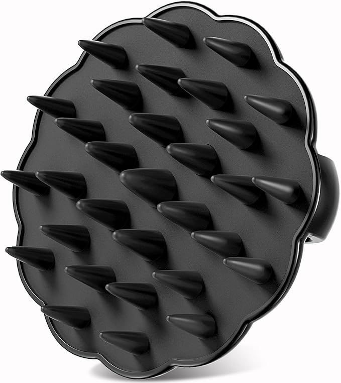 Scalp Massager Hair Growth, Scalp Scrubber Wiht Silicone Bristles, Head Massager Scalp, Wet Dry Hair Care Scalp Scrub for Women Man (Black)