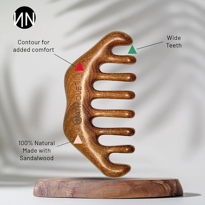 Natnique Hair Growth Gift Set – Organic Castor & Rosemary Blend + Wooden Scalp Massager Comb – Cold-Pressed, Hexane-Free, Vegan & Cruelty-Free – Natural Scalp Massage & Hair Care Set for Men and Women