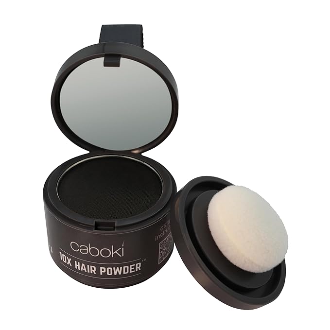 Caboki 10X Volumizing Hair Powder for Thinning Hair: Root Touch Up for Men and Women, Fill in Hairline & Edges, Cover Bald Spots. TALC-Free, Dark Gray