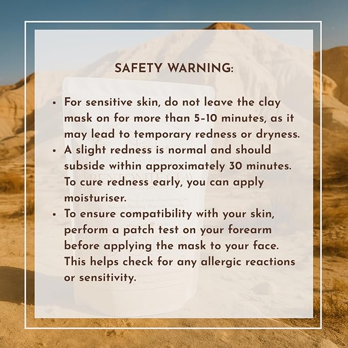 Bentonite Clay Powder For Face, Body & Hair, Deep Pore Cleansing & Detox, Indian Healing Calcium & Sodium Clay, For Masks & Bath 8 oz (227g)