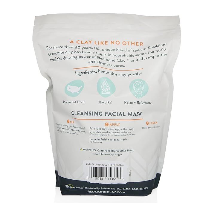 Redmond Clay – Natural Bentonite Clay, Soothing Mud Mask, 6lb bag…