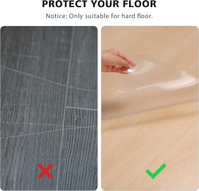 Floor Mats for Home, 8'×10' Clear Area Rug for Dining Room, Durable Non-Slip Hard Floor Living Room Rug, PVC Waterproof Rolling Chair Protector for Kitchen, Bedroom, High Traffic Areas