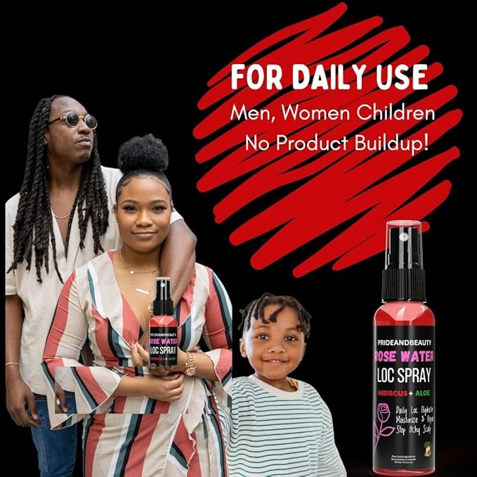 Hibiscus Rose Water Hair Spray – Natural Leave-In Mist for Hair Growth, Shine & Hydration – Lightweight Moisturizer for Locs, Curls & Natural Hair – Sulfate-Free Daily Hair Refresher
