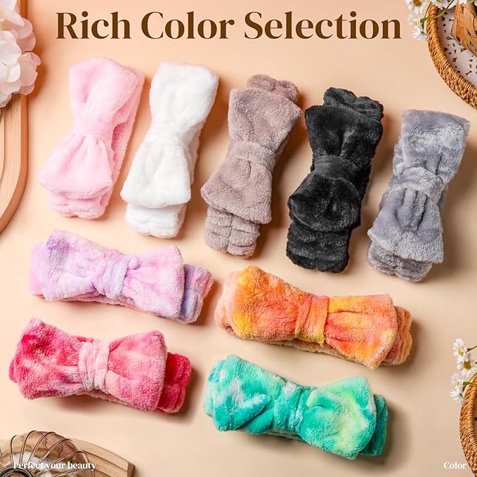Teenitor Spa Headbands - 9Pcs Face Washing, Skincare and Self Care Puffy and Cute Headbands for Makeup, Girls and Women