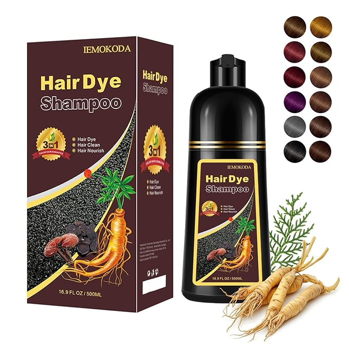 Hair Dye Shampoo 3 in 1, Instant Natural Hair Color Shampoo Hair Dye for Women & Men Coffee, Root Touch Up & Easy To Use & Lasts 3-4 Weeks & All Hair Types, 16.9 fl.oz