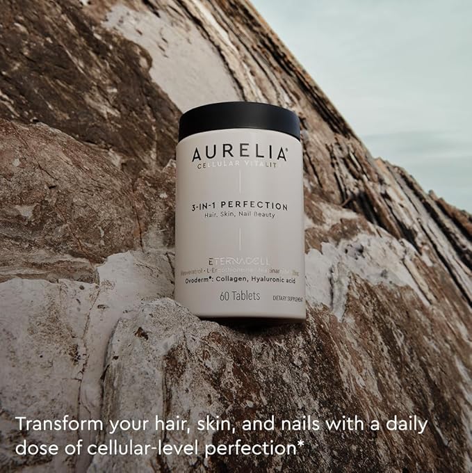 AURELIA 3-in-1 Perfection | Advanced Cellular Anti-Aging Supplement | Boost Collagen Production & Strengthen Hair, Skin, Nails | with Zinc, Resveratrol, Niacinamide & Ergothioneine