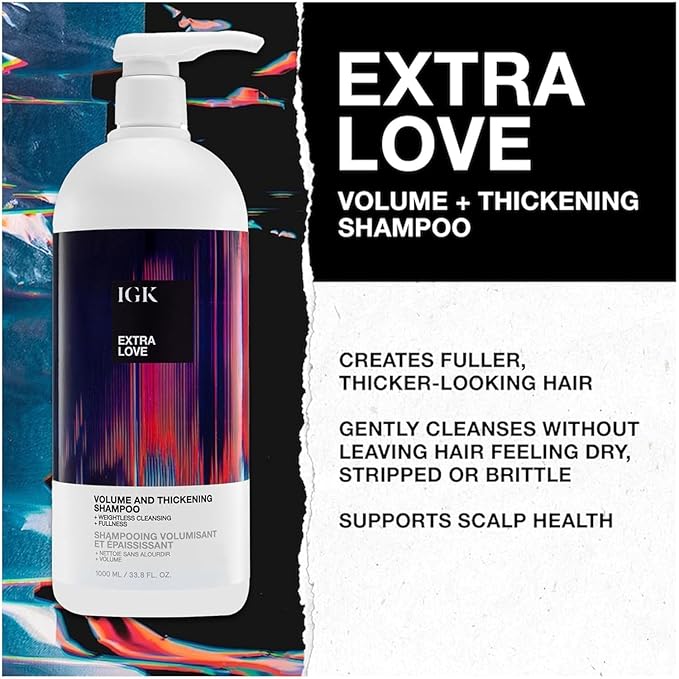 IGK EXTRA LOVE Shampoo and Conditioner Set (33.8 Oz) | Volume + Thickening | Vegan + Cruelty-Free |