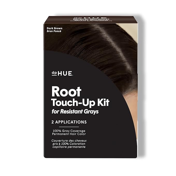 dpHUE Root Touch-Up Kit for Resistant Grays, Dark Brown - Permanently Cover Difficult, Stubborn Gray Hair - 2 Applications Included - Vegan & Leaping Bunny Certified