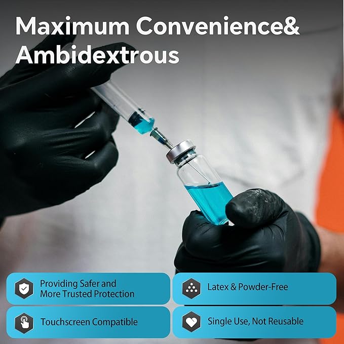 HEAVY DUTY 6 Mil Nitrile Black Gloves Disposable Latex Free Rubber Cooking Cleaning Food Prep Tattoo Gloves 1000PCs