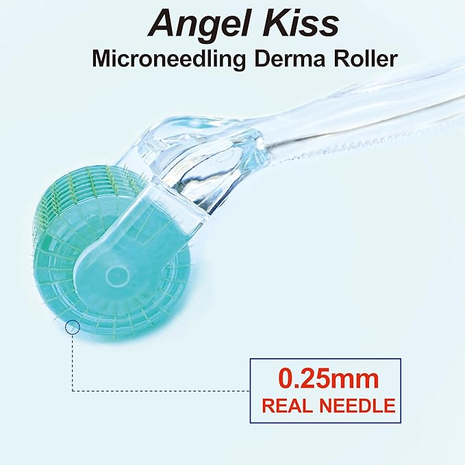 Derma Roller Titanium Real Needle 0.25mm - Angel Kiss 192 Individual Microneedling Roller with Case - Dermal Roller for Face - At Home Facial Skin Roller for Women Men