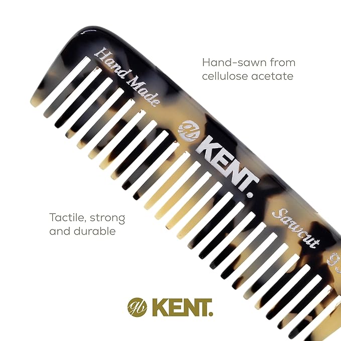 Kent 93T Tokyo White Beard Comb for Men - Wide Tooth Men's Comb, Ideal For Mustaches and Beards and Facial Hair, Small Pocket Sized Travel Detangler Combs, Saw-Cut, Hand Polished, Made in England