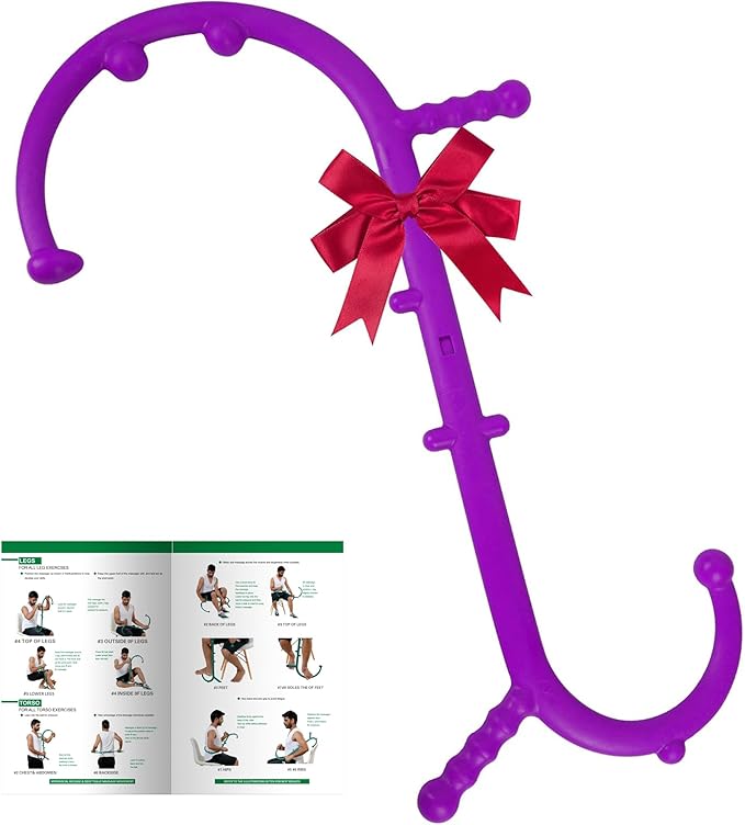 Massage Trigger Point Cane, Muscle Release Tool Self Massage Hook Cane, Handheld Back, Neck, Shoulder, Leg and Feet Massager Rod, Body Deep Tissue Gifts for Men & Women, Purple