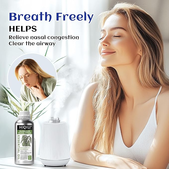 HIQILI Eucalyptus Essential Oil for Spray, Diffuser & Skin, 100% Pure Undiluted - 32 Fl Oz