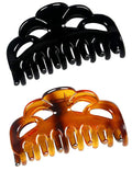 Medium Hair Claw Clips for Women Fine Hair Plastic Claw Clamps Clips in Set (Arc-Black+Brownish Red-M)