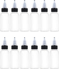 12 Pcs 1oz Plastic Squeeze Bottles with Twist Top Cap, 30ml Clear Dispensing Bottles, Empty Squirt Bottle for Liquids, Sauces, Arts, Crafts, Travel