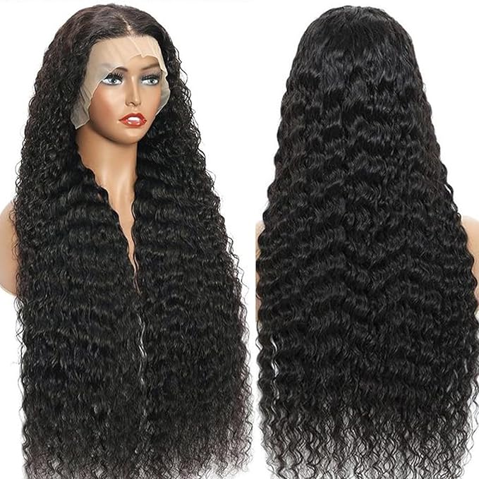 13x6 Deep Wave Lace Front Wigs Human Hair 200% Density HD Lace Front Wigs Human Hair Pre Plucked Natural Color Glueless Wig 100% Virgin Lace Front Wigs for Women（20inch）