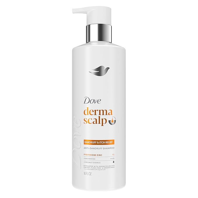 Dove Derma Scalp Shampoo 1 ct Dandruff & Itch Relief for 100% Flake-Free* & Smooth Hair, with Niacinamide & Glycerin, 16 oz