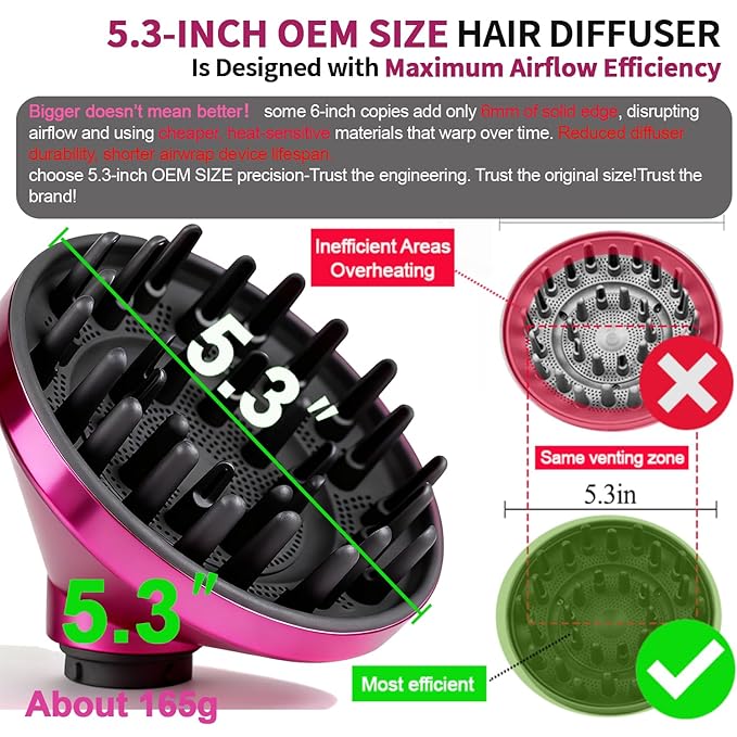 Large Diffuser Attachment Compatible with Dyson Airwrap, Upgraded Diffuser Nozzle to Dryer Faster and Define Curls Hair,Hair Dryer Diffuser Attachment Alternative,for Dyson Airwrap Attachments,P