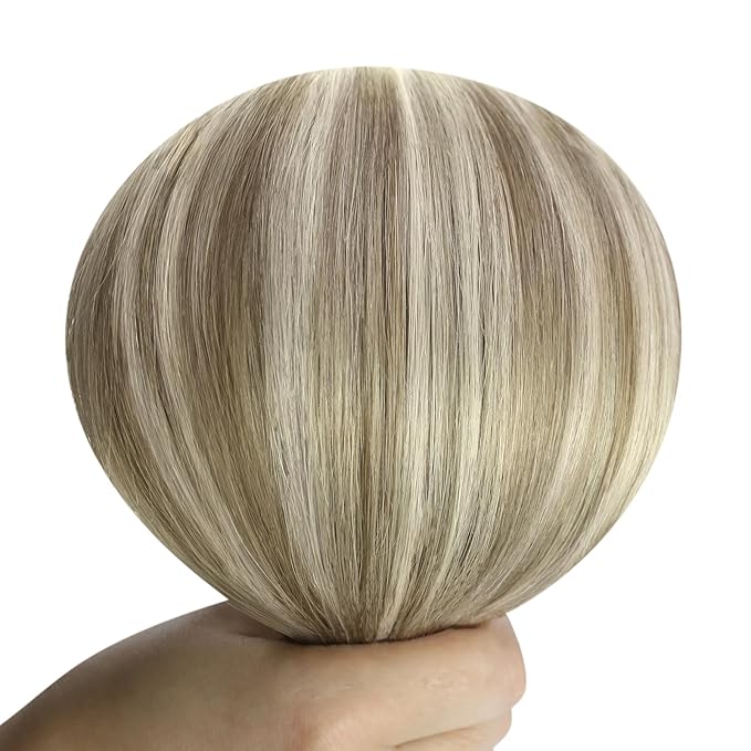 YoungSee Weft Hair Extensions Brown Blonde Sew in Hair Extensions Real Human Hair Light Brown with Blonde Highlight Sew in Extensions Long Straight Hair 22Inch 100G