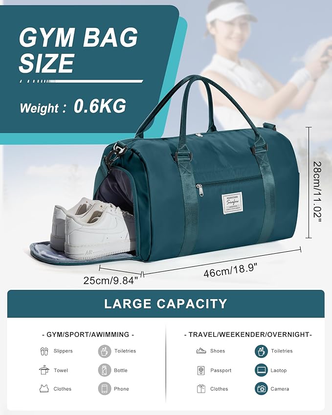 Gym Bag Womens,Travel Duffel Carry on Bag Sport Tote Bag Weekend Overnight Bag