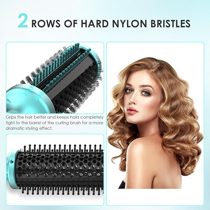 1 3/4 Inch Thermal Brush Negative Ion Heated Round Brush Dual Voltage 12 Temperature Settings Curling Hairbrush for Long Hair (1.75 Inch Barrel 2.3 Inch Bristles)