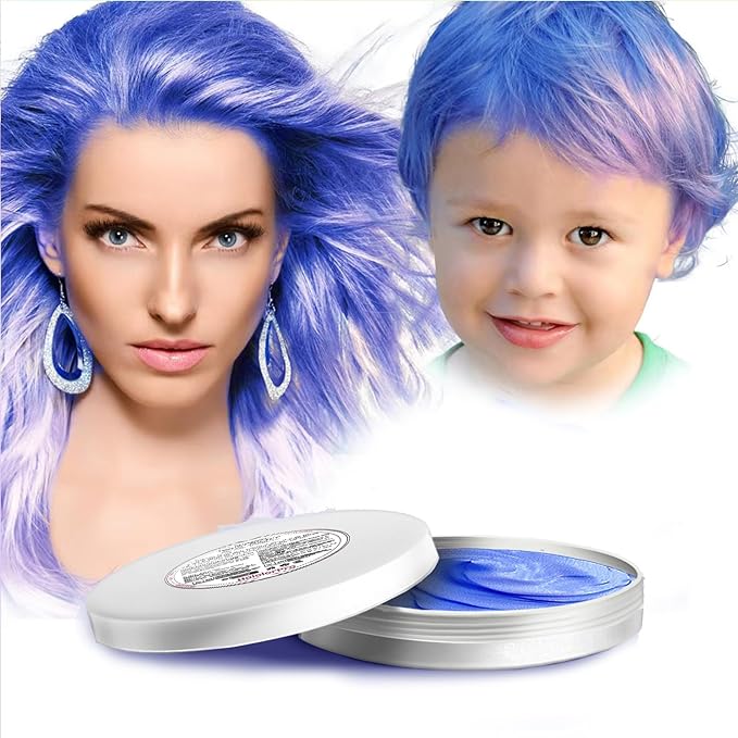 Blue Hair Color Wax Washable, Temporary Hair Color Dye for Kids, Natural Instant Color Wax Hairstyle Cream Hair Pomades for Women & Men Party Cosplay Halloween, Gifts for Teens