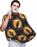 No-Slip Shaving Bib, Beard Grooming Apron with Strong Suction Cups, Moon Black Crow Raven Bird