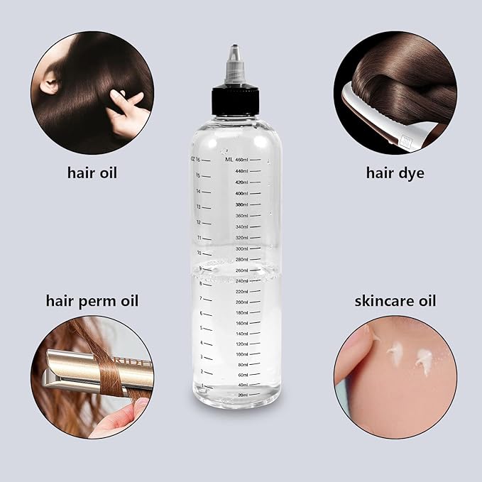 Applicator Bottle for Hair, 16.9oz Hair Applicator Bottle 2 Packs, Hair Color Bottle Applicator with Ratio Graduated Scale, Hair Dye Bottle Applicator with Twist Top Cap