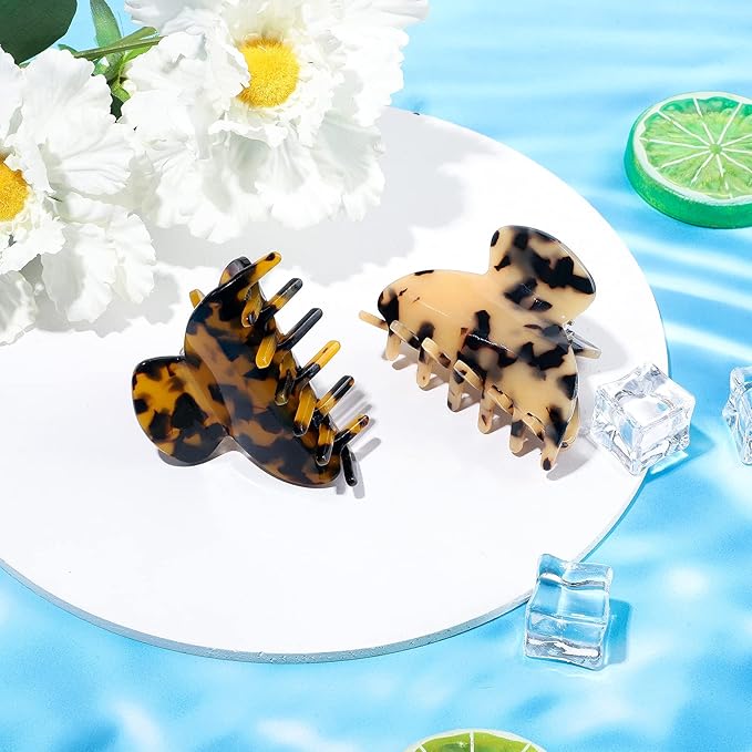 WILLBOND 6 Pieces Medium Hair Claw Clips for Thin Hair 2.6 Inch Tortoise Shell Clip Banana Jaw Hairpin French Style Barrettes Head Accessories for Women Girls(Vivid Patterns)