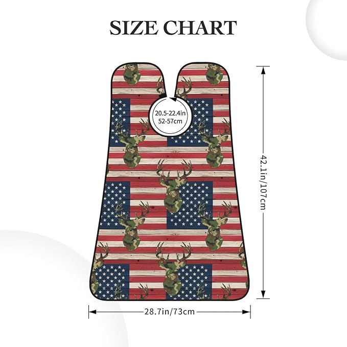Beard Trimming Hair Catcher, Hunting Deer Camo Camouflage Wooden American Flag Shave Bib, Non-Stick Bib Apron Waterproof, Shaving Tool for Men for Husband Father’s Day